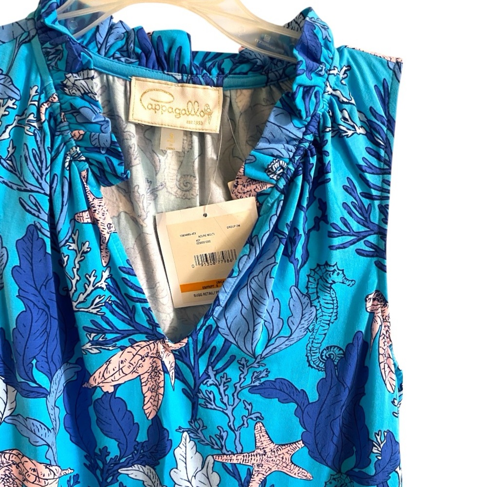 Pappagallo Azure Tank Dress - Sea Horse Turtles Starfish - Picture 5 of 6
